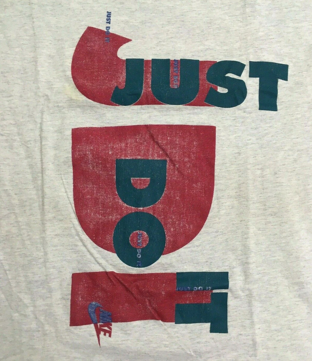 Vintage 90s Nike Just Do It T-shirt Single Stitch Gray Tag Logo Tee Mens  Size XL