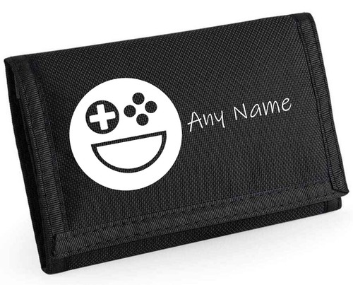 Emoticon Gaming Face Print Personalised Boys Kids Ripper Wallet With Coin Holder - Picture 4 of 12