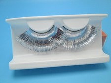 Long Silver Metallic False Eyelashes Drama Costume Diva Drag Cosplay Lot 2 Pair