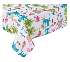 Umbrella 60 x 84 Rectangle Zippered Tablecloth Sunny Day Flamingo Palm Pineapple