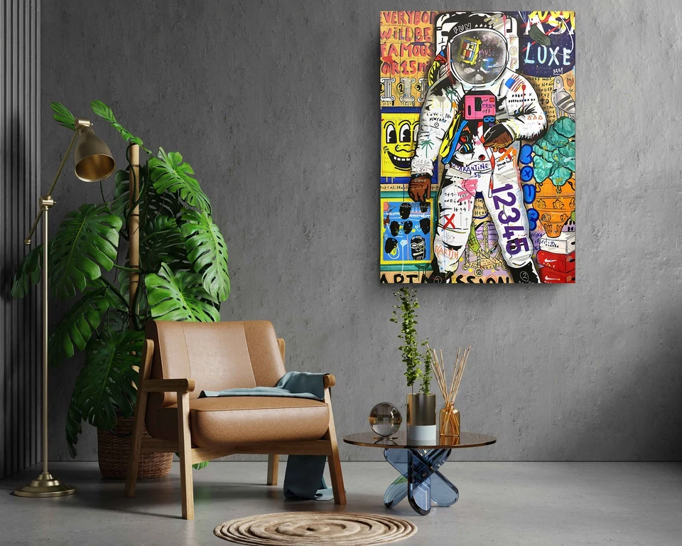 Luna Astronauta Lienzo Banksy Graffiti Arte Callejero Arte Pared Impresión Decoración Foto 3 de 4