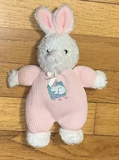 VTG Soft Dreams Plush White Bunny Rabbit Pink Thermal/Waffle Weave Rattle Toy