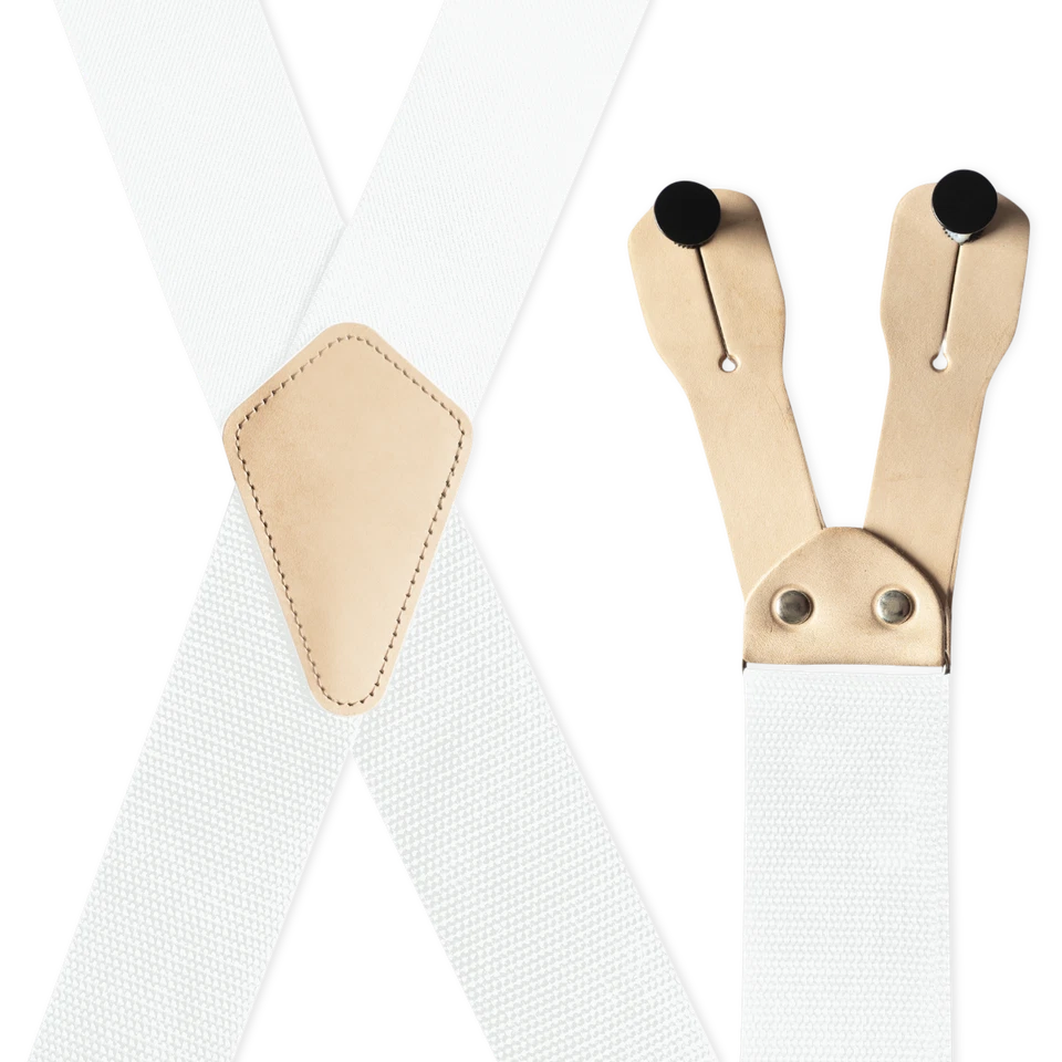 Tirantes para hombre - Anchos industriales no elásticos, X con orejas de cuero, hechos en EE. UU. Foto 4 de 4