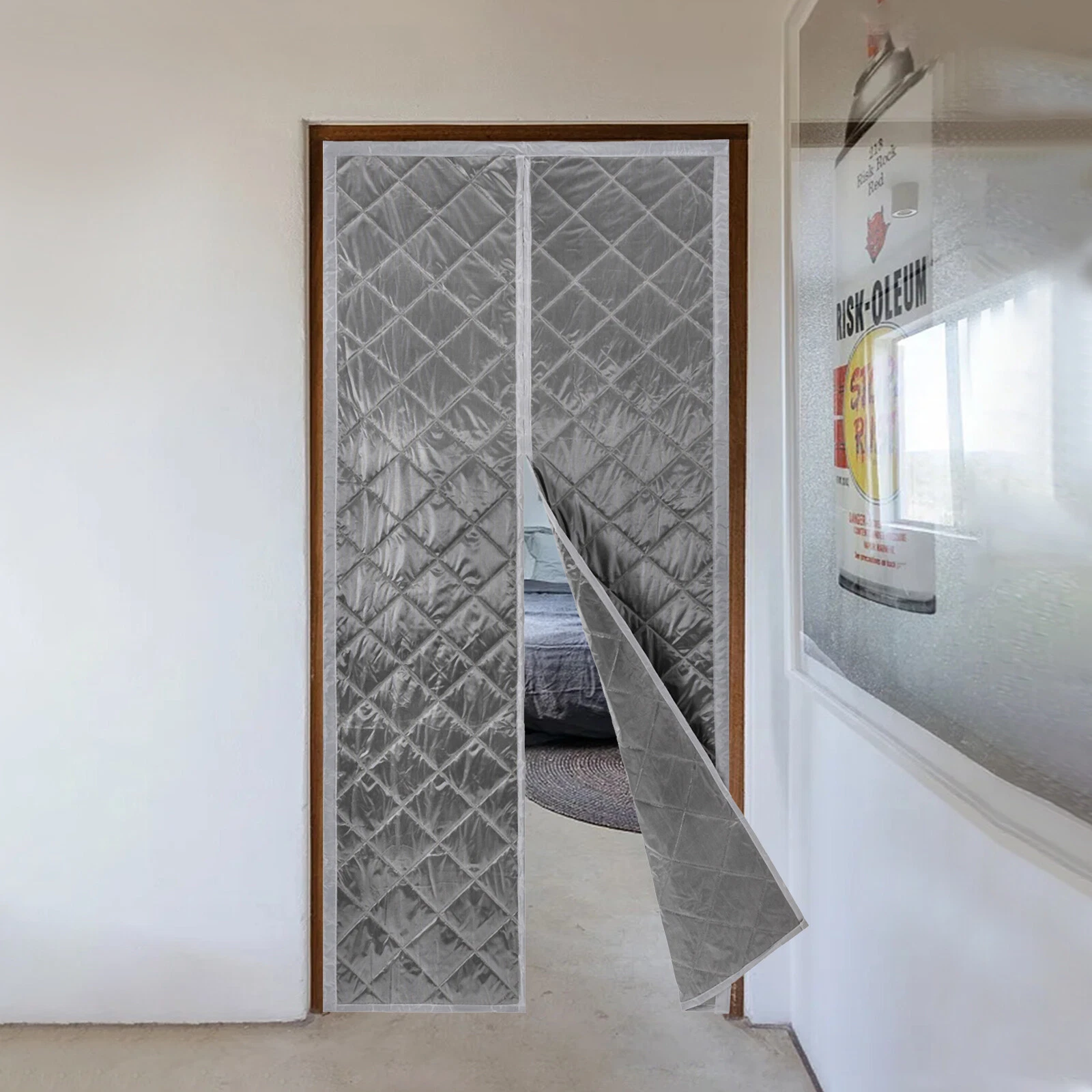 Insulated Door Curtain, Thermal Magnetic Self-Sealing Door Screen Winter Stop