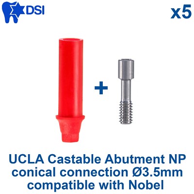5 Dental Fixture UCLA Custom Conical Connection Plastic Castable Adapter Head NP