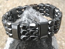 Black Powerful 100 Magnetic Hematite Bracelet Anklet 3 row Healing