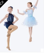 Revolution Dance Costume 3-Piece Biketard, Leotard, Tulle Skirt, Blue Size SA