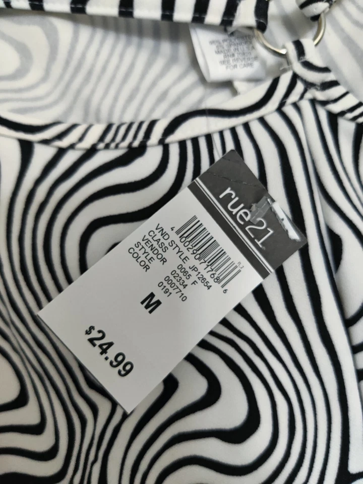 Leggings Rue 21 Acampanados Medianos Psicodélicos Extra Largos Nuevos con Etiquetas Blanco y Negro Foto 3 de 4