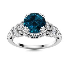 Round London Blue Topaz 925 Sterling Silver Solitaire Ring For Graduation Gift