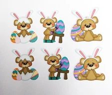 Easter Bears with eggs Cardstock  Pre colored images Scrapbooking or Card Making