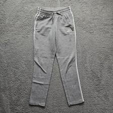 adidas Essentials Three Stripe Fleece Pants Womens Size XS Gray White