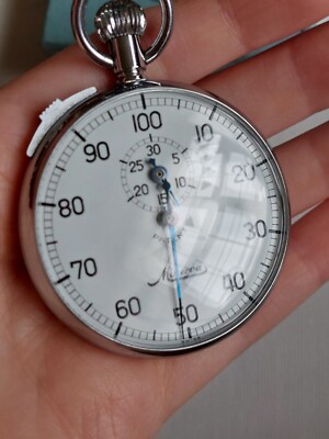 Rare Vintage Minerva Timer Stopwatch White Dial + Original Box Rare Vintage Minerva Timer Stopwatch White Dial + Original Box