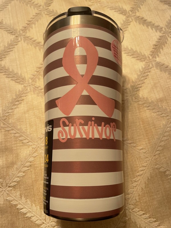 new tervis 20 oz tumbler breast cancer pink & white cup