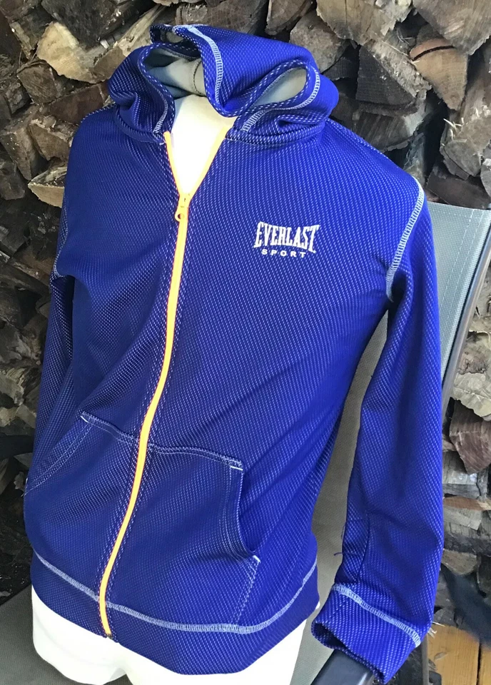 Chaqueta deportiva con capucha con cremallera completa EVERLAST para niños jóvenes 10/12 azul real naranja Foto 2 de 4