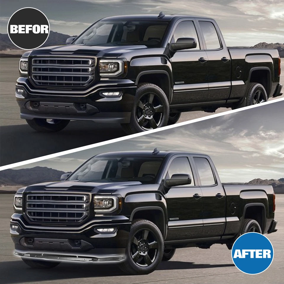 For 2001-2023 GMC Sierra 1500 2500 3500 HD Pickup Front Bumper Lip Matte Black Foto 4 de 4