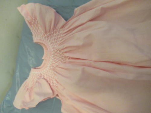 G) Girls Hand Smocked Pink 6 Month Dress Pearls Mom & Me - Picture 13 of 13