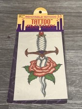 vintage 90's 1992 TATTOO FACTORY REMOVABLE TATTOO "DAGGER" NOS NIP 90's