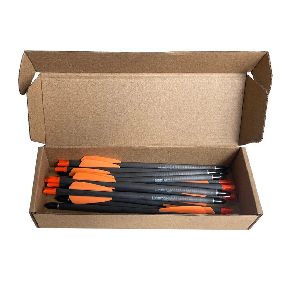 New 12 Pcs 15" Crossbow Bolts Carbon Arrows 2 Vanes Nocks Precise Strike Hunting - Image 2 of 4