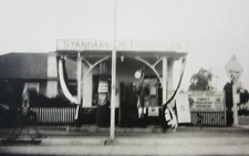 Vintage Standard Oil Gas Station Photo Mobil Gargoyle Sign Pump c. 1920-30's 