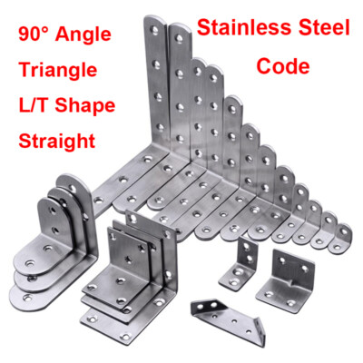 Stainless Steel Corner Brace Joint L/T Shape 90° Right Angle Brackets Fasteners
