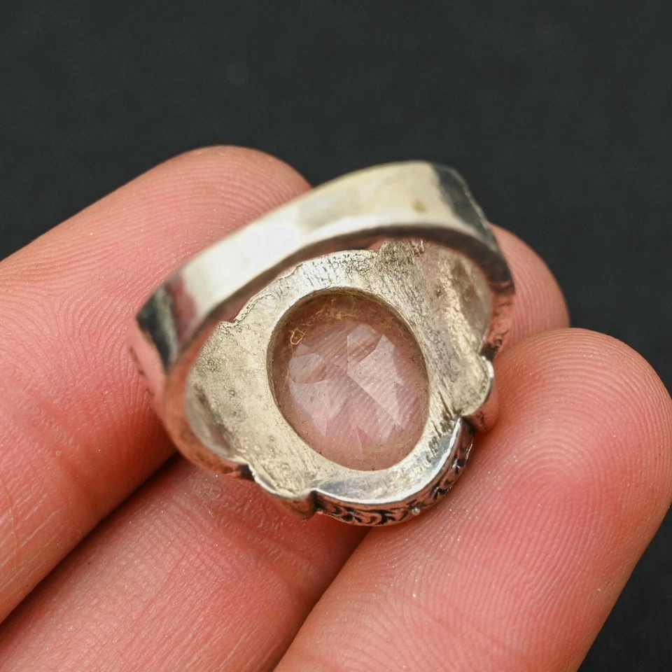 Anel masculino de cristal prata esterlina 925 feito à mão - Anel de declaração todos os tamanhos - BJ115 - Imagem 3 de 3