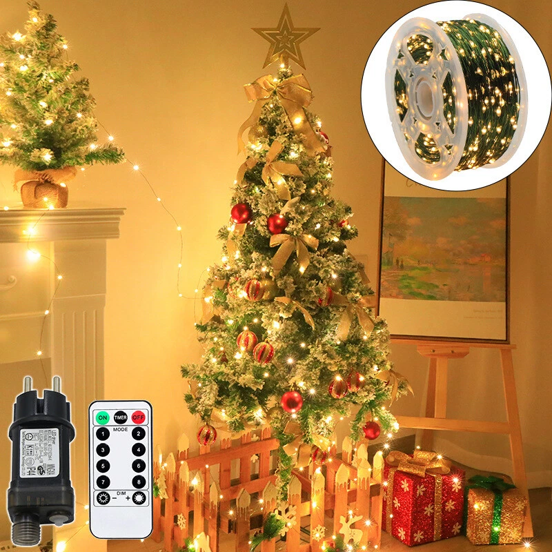 Christmas Tree String Lights Green Wire Dimmable with Remote Control for Decor - Image 2 of 4