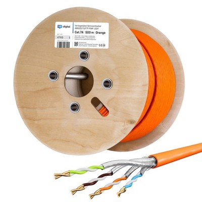 CAT7a Verlegekabel max. 1200Mhz Netzwerkkabel Installationskabel KUPFER LAN 500m