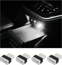 4PCS USB LED Car Interior Lights Plug-in Ambient Night Lamps White