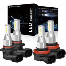 4X 9005 H11 Combo LED Headlight High Low Beam Bulbs Kit 6000K Super White Bright