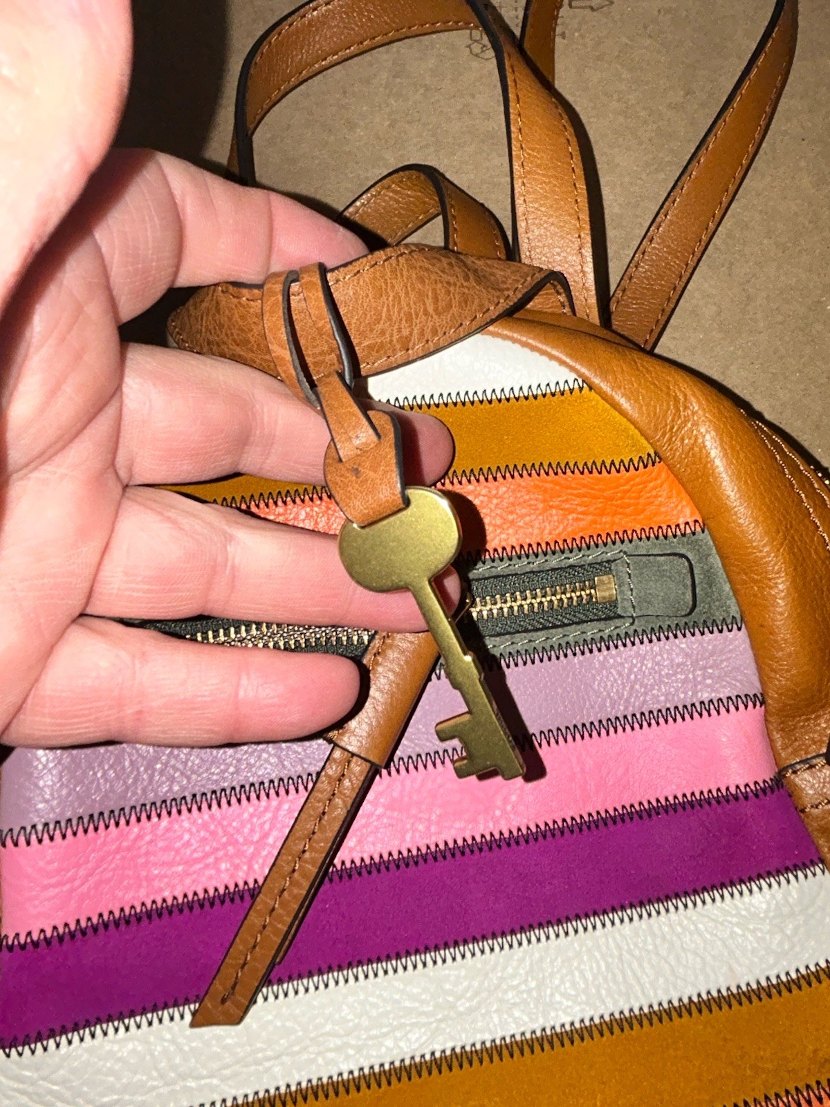 Fossil Megan Colored Patchwork Mini Leather Backp… - image 3