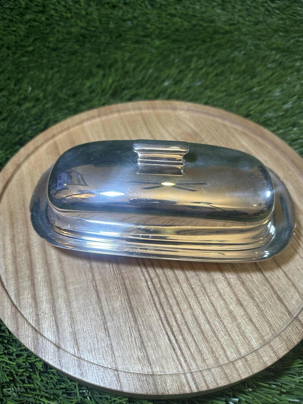 Vintage Reed & Barton Silverplate Butter Dish w/ Glass Liner 1142