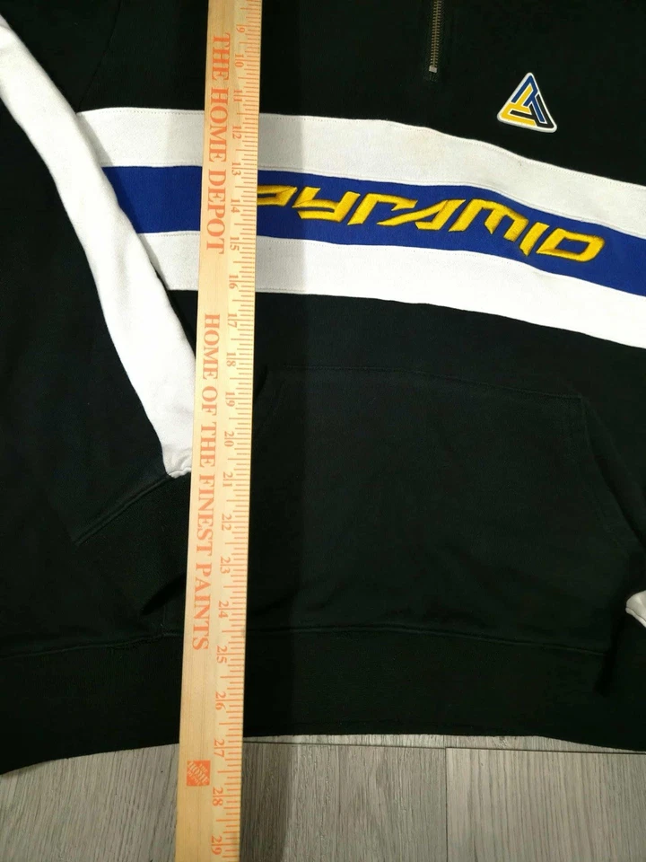 Sudadera con Capucha Pirámide Negra Media Cremallera Bloques de Color Azul Blanco Amarillo XXL #6 Foto 2 de 4