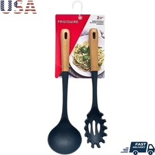 Silicone Pasta Fork & Soup Ladle Set Nonstick Kitchen Utensils Heat Resistant US