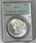 1883 Morgan Silver Dollar, Old Green Rattler PCGS OGH, MS-64 Light Rim Toning