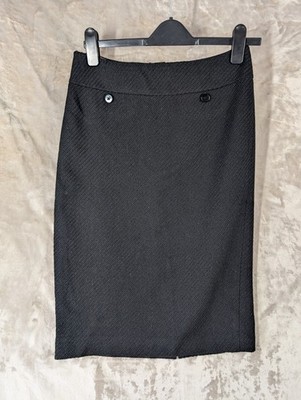 Marks & Spencer Bleistiftrock schwarz Wollmischung UK 10 Büro Arbeit formell elegant W30