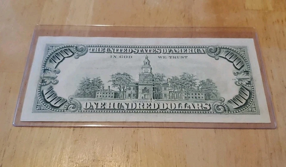 Lightly Circulated Small Face $100 Bill (One Hundred Dollar Bill) - Series 1993 - Image 4 of 4