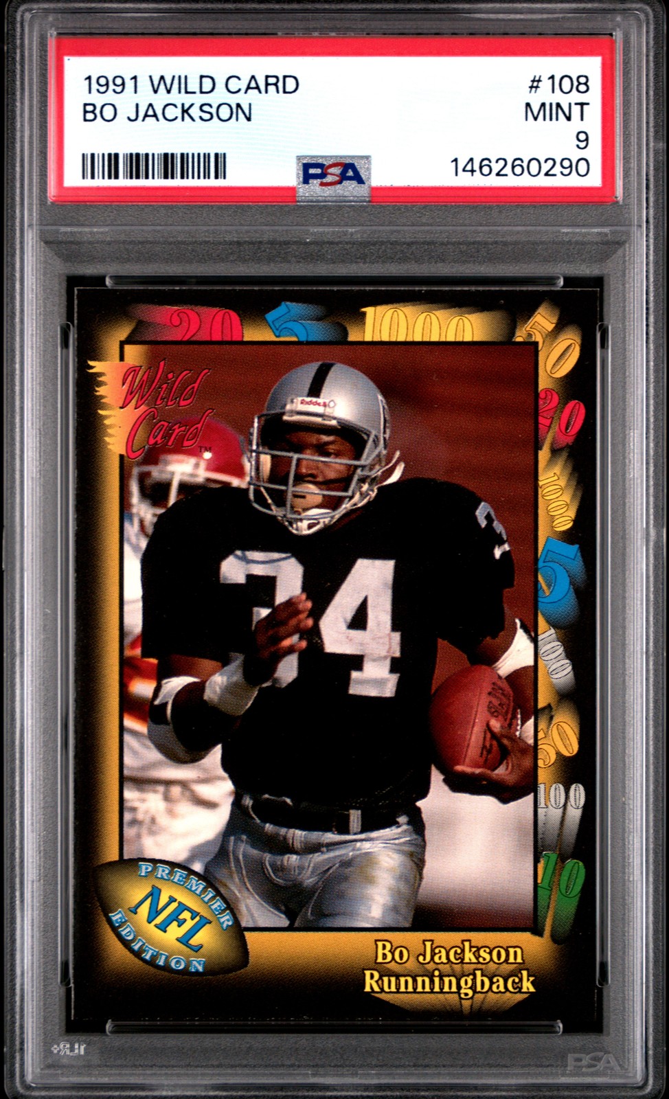 1991 WILD CARD #108 BO JACKSON PSA 9