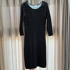 Calvin Klein Long Sleeve Cocktail Bodycon Dress With Geometric Pattern 