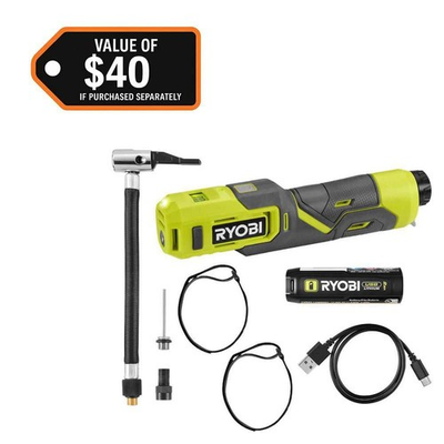 #ad RYOBI USB Lithium Cordless Bike amp; Ball Pump Kit w 2.0 Ah Battery amp; Cable $28.95