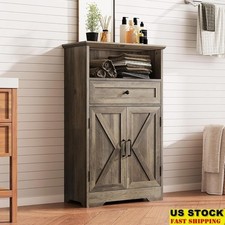 Rustic Farmhouse Storage Cabinet Multi-Functional Organizer Anti-Tipping Design