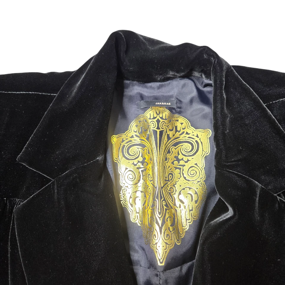 Blazer para mujer Jak & Rae de terciopelo negro con un solo botón talla 12 Foto 4 de 4