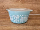 Pyrex #473 Turquoise Amish Butterprint 1Qt Casserole Dish With Lid Read