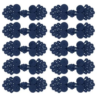 10 Paare chinesische Knoten Frosch Knöpfe Verschluss Marineblau Nähen Knöpfe - Bild 1 von 4