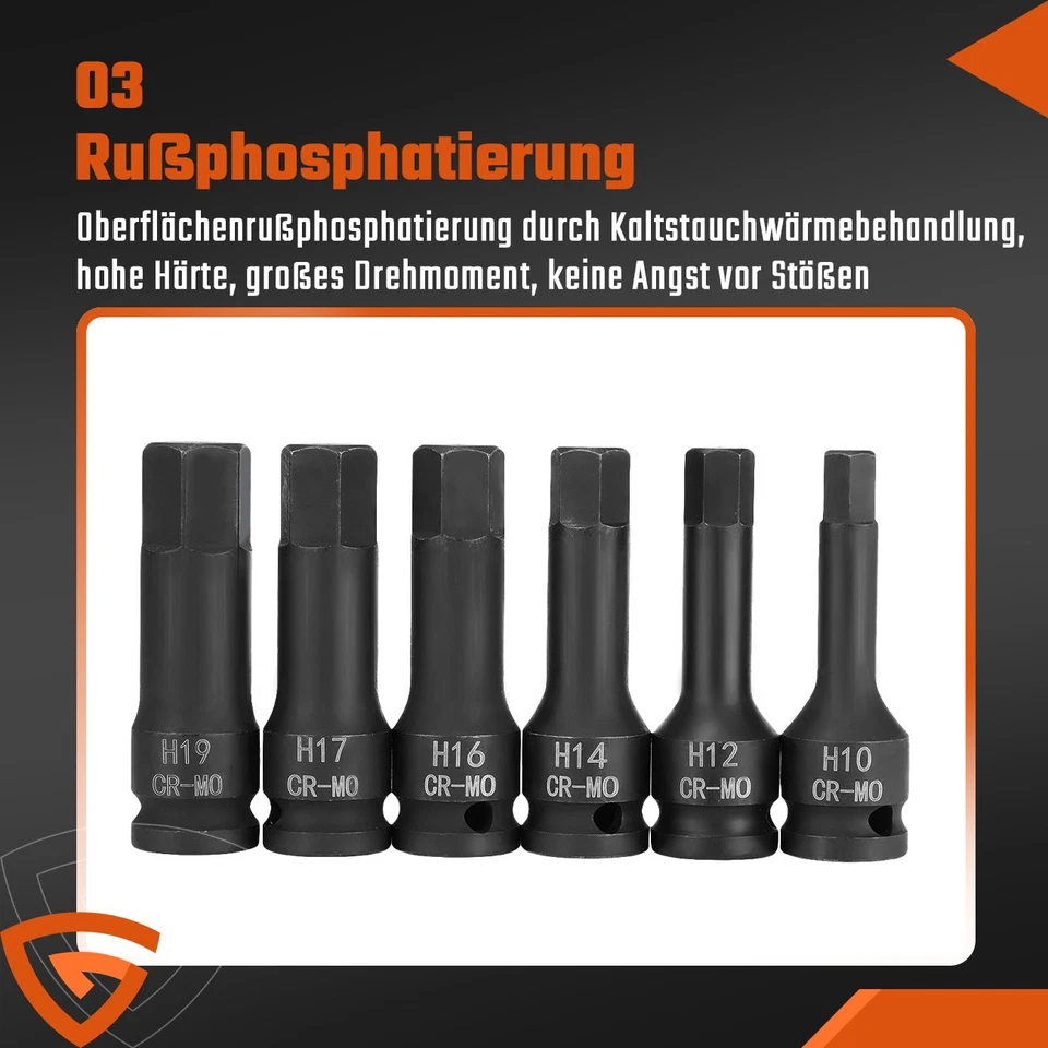 Innen Sechskant Steckschlüssel Satz 1/2" KRAFT NÜSSE für INBUS SCHRAUBEN KFZ - Bild 4 von 4