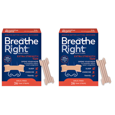 78 BREATHE RIGHT NASAL STRIPS, EXTRA STRENGTH TAN ( 3 x 26 CT Boxes )
