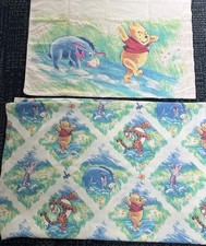 VTG Winnie the Pooh Twin Flat Sheet And Pillowcase Disney