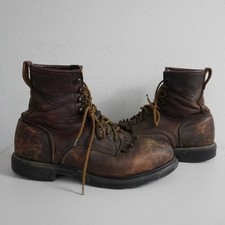 Vintage Red Wing Work Boots Mens 10.5 Brown Leather Steel Toe Kiltie USA Made