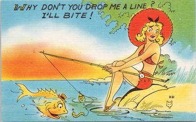 Vintage Postcard Why Don't You Drop Me A Line? I'll Bite
