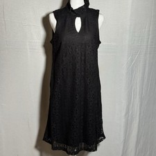 Libby Edelman Black Lace Dress Shift Sleeveless Keyhole Small Party Evening