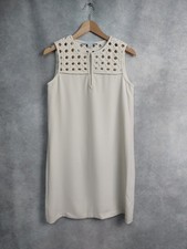 diane von furstenberg dress Uk 8 US 4, Cream Shift Dress,  Lattice Detail